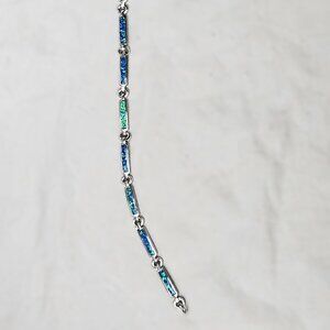 Iridescent Stone and Sterling Silver Bracelet